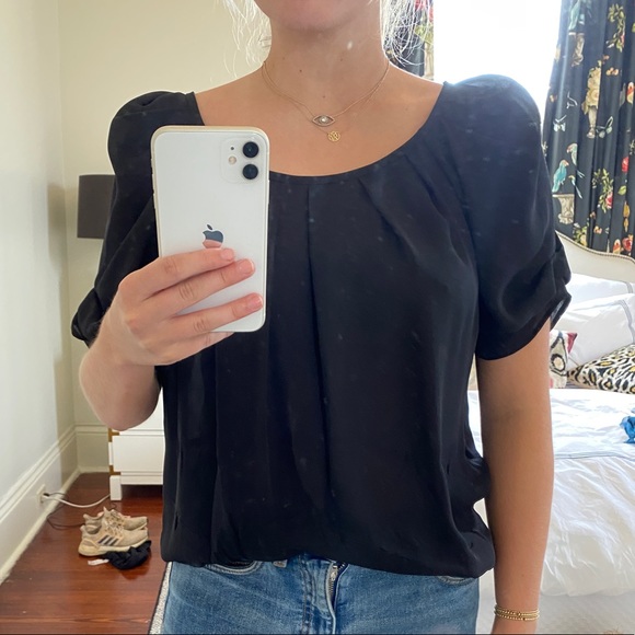 JOÍE Black Scoop-Neck Tie Blouse - Picture 2 of 8